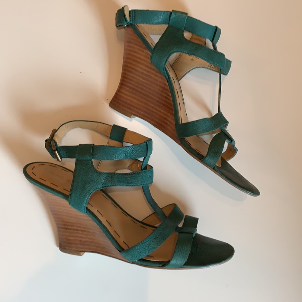 Nine West Teal Wedge Sandals